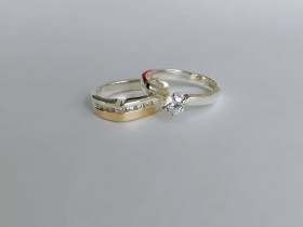 ANILLOS COMPROMISO PLATA Y ORO 18K